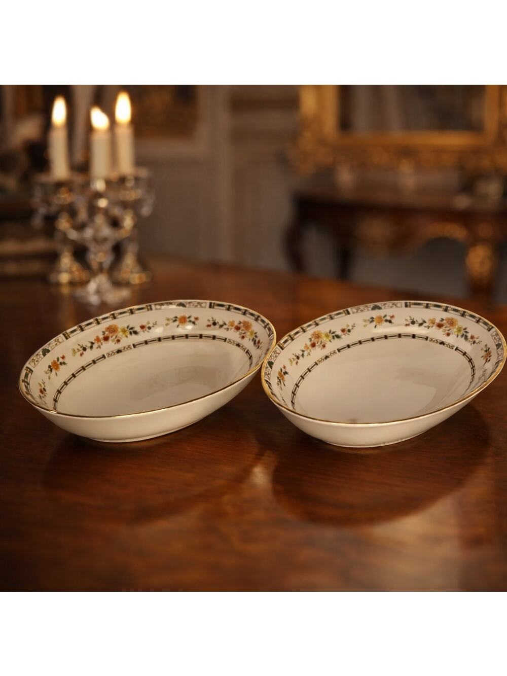 Set of 2 Royal Doulton MOSAIC GARDEN Vegetable Bowl 1978 Oval Floral 9.5’x7”